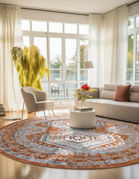Terracotta 10' x 10' Charlotte Round Area Rug 100% Polypropylene With Jute Backing Traditional Classical Durable Carpet for Living Dining Office Rooms for Sale at Rug Engine