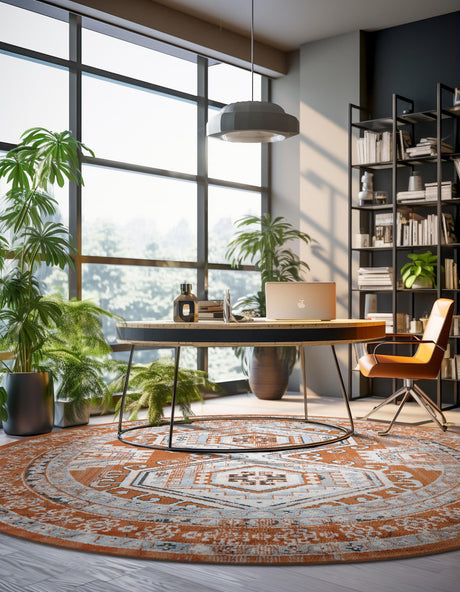 Terracotta 10' x 10' Charlotte Round Area Rug 100% Polypropylene With Jute Backing Traditional Classical Durable Carpet for Living Dining Office Rooms for Sale at Rug Engine
