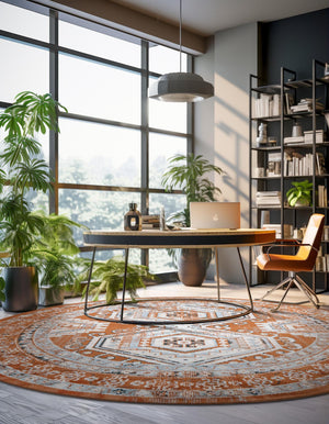 Terracotta 3' 1 x 3' 1 Charlotte Round Area Rug 100% Polypropylene With Jute Backing Traditional Classical Durable Carpet for Living Dining Office Rooms for Sale at Rug Engine