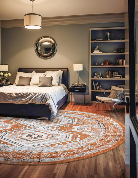 Terracotta 6' 1 x 6' 1 Charlotte Round Area Rug 100% Polypropylene With Jute Backing Traditional Classical Durable Carpet for Living Dining Office Rooms for Sale at Rug Engine