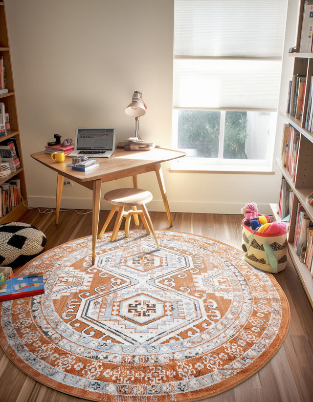 Terracotta 10' x 10' Charlotte Round Area Rug 100% Polypropylene With Jute Backing Traditional Classical Durable Carpet for Living Dining Office Rooms for Sale at Rug Engine