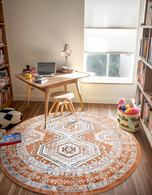 Terracotta 7' 10 x 7' 10 Charlotte Round Area Rug 100% Polypropylene With Jute Backing Traditional Classical Durable Carpet for Living Dining Office Rooms for Sale at Rug Engine