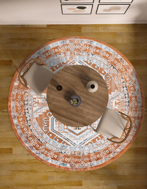 Terracotta 6' 1 x 6' 1 Charlotte Round Area Rug 100% Polypropylene With Jute Backing Traditional Classical Durable Carpet for Living Dining Office Rooms for Sale at Rug Engine