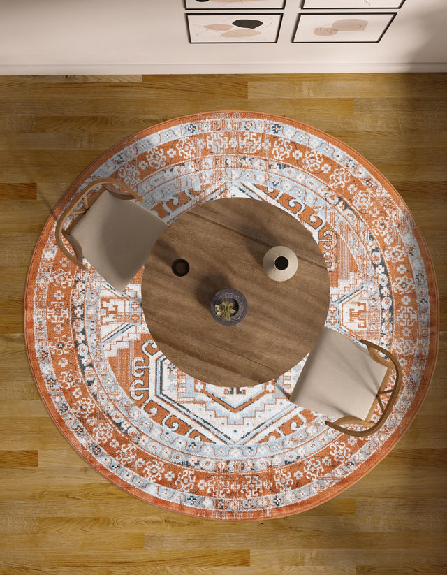 Terracotta 6' 1 x 6' 1 Charlotte Round Area Rug 100% Polypropylene With Jute Backing Traditional Classical Durable Carpet for Living Dining Office Rooms for Sale at Rug Engine