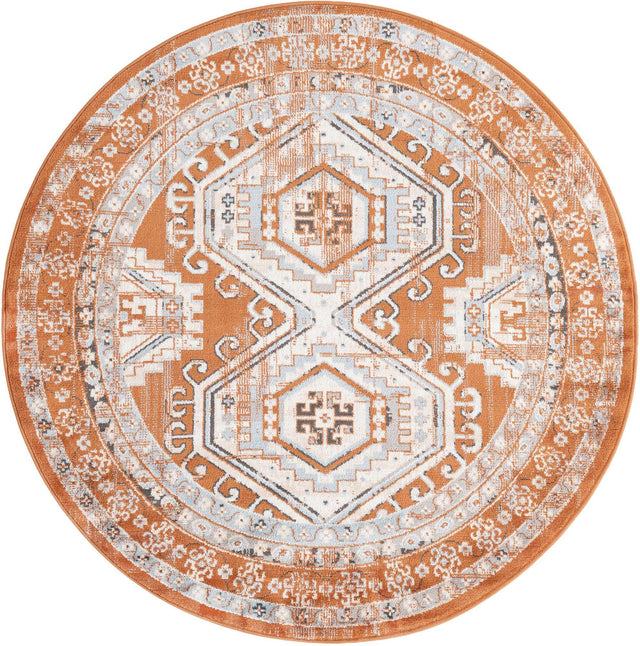 Terracotta 5' 3 x 5' 3 Charlotte Round Area Rug 100% Polypropylene With Jute Backing Traditional Classical Durable Carpet for Living Dining Office Rooms for Sale at Rug Engine