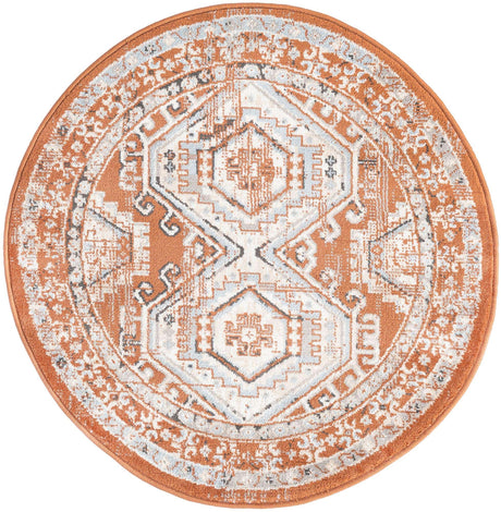 Terracotta 3' 1 x 3' 1 Charlotte Round Area Rug 100% Polypropylene With Jute Backing Traditional Classical Durable Carpet for Living Dining Office Rooms for Sale at Rug Engine