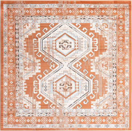 Terracotta 7' 10 x 7' 10 Charlotte Square Area Rug 100% Polypropylene With Jute Backing Traditional Classical Durable Carpet for Living Dining Office Rooms for Sale at Rug Engine