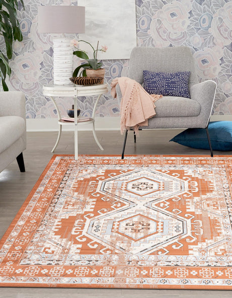 Terracotta 7' 10 x 7' 10 Charlotte Square Area Rug 100% Polypropylene With Jute Backing Traditional Classical Durable Carpet for Living Dining Office Rooms for Sale at Rug Engine