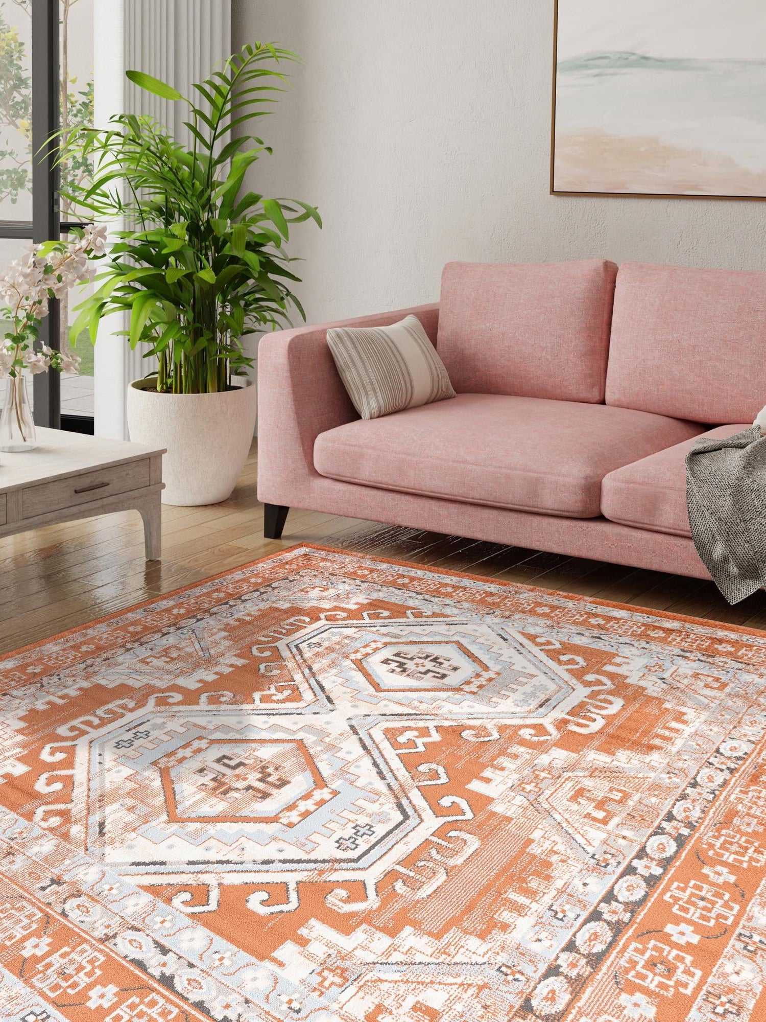 Terracotta 10' x 10' Charlotte Square Area Rug 100% Polypropylene With Jute Backing Traditional Classical Durable Carpet for Living Dining Office Rooms for Sale at Rug Engine