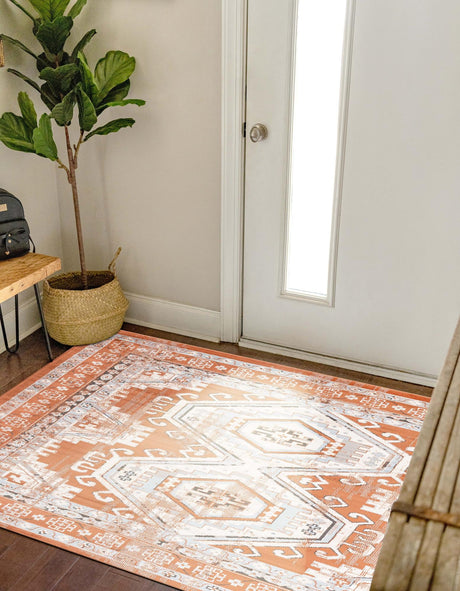 Terracotta 4' 1 x 4' 1 Charlotte Square Area Rug 100% Polypropylene With Jute Backing Traditional Classical Durable Carpet for Living Dining Office Rooms for Sale at Rug Engine