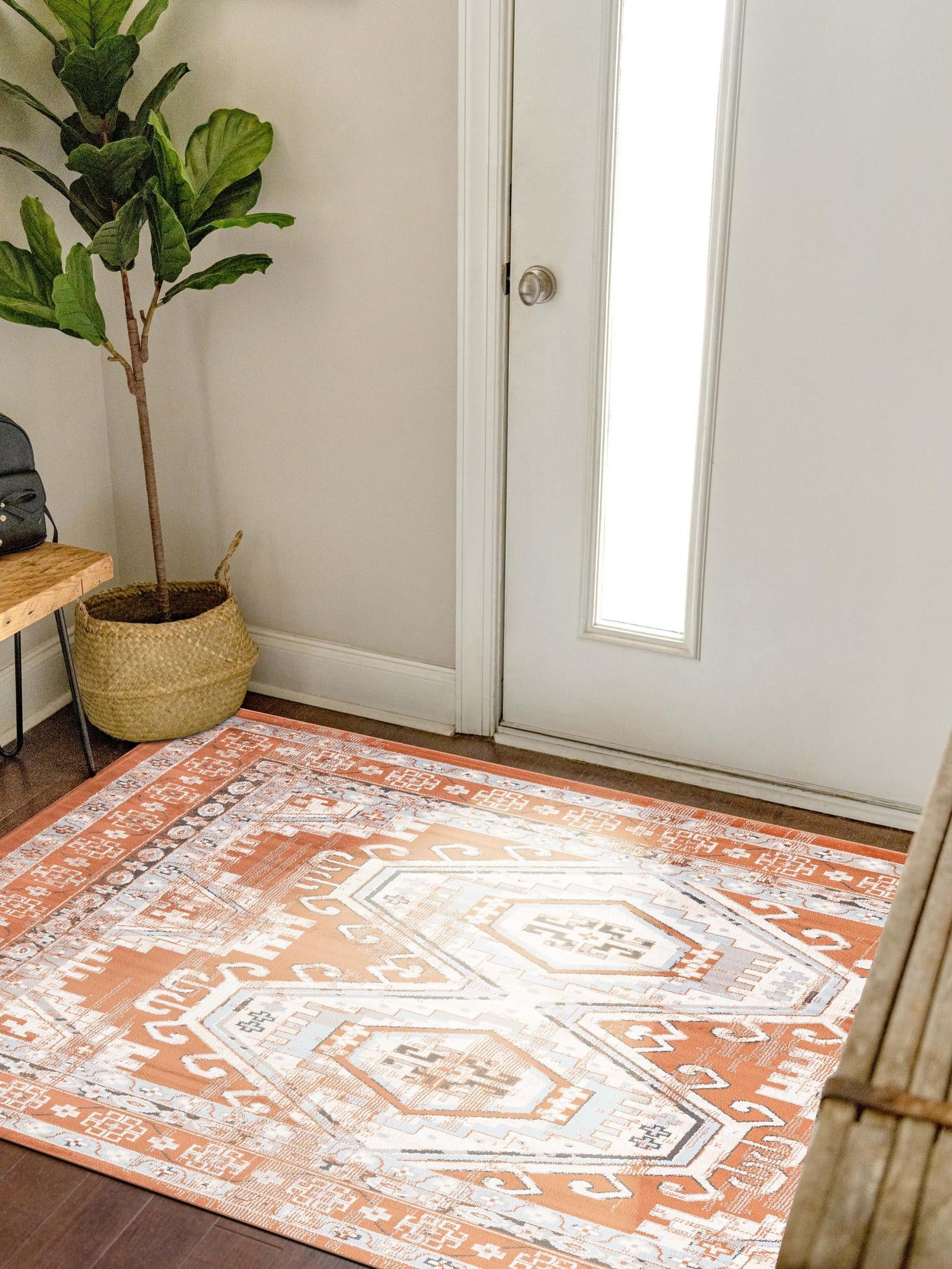 Terracotta 5' 3 x 5' 3 Charlotte Square Area Rug 100% Polypropylene With Jute Backing Traditional Classical Durable Carpet for Living Dining Office Rooms for Sale at Rug Engine
