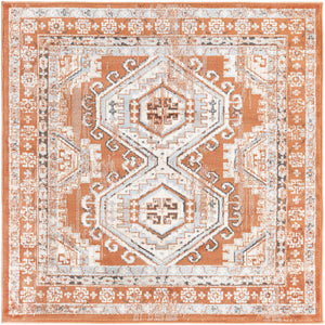 Terracotta 4' 1 x 4' 1 Charlotte Square Area Rug 100% Polypropylene With Jute Backing Traditional Classical Durable Carpet for Living Dining Office Rooms for Sale at Rug Engine