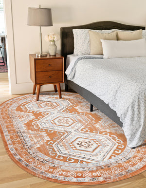 Terracotta 6' 1 x 9' Charlotte Oval Area Rug 100% Polypropylene With Jute Backing Traditional Classical Durable Carpet for Living Dining Office Rooms for Sale at Rug Engine