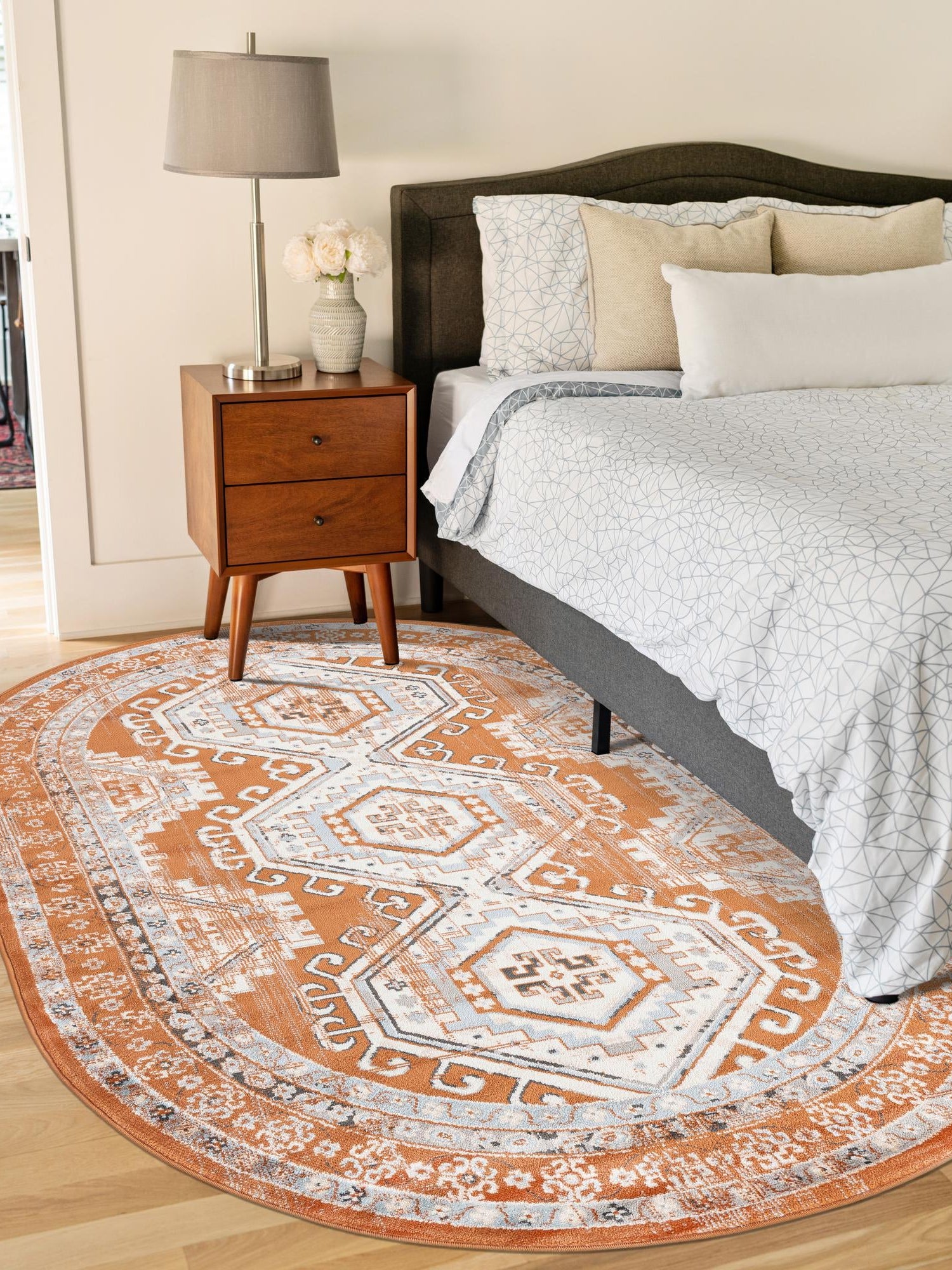 Terracotta 4' 1 x 6' 1 Charlotte Oval Area Rug 100% Polypropylene With Jute Backing Traditional Classical Durable Carpet for Living Dining Office Rooms for Sale at Rug Engine