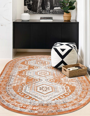 Terracotta 5' 3 x 8' Charlotte Oval Area Rug 100% Polypropylene With Jute Backing Traditional Classical Durable Carpet for Living Dining Office Rooms for Sale at Rug Engine