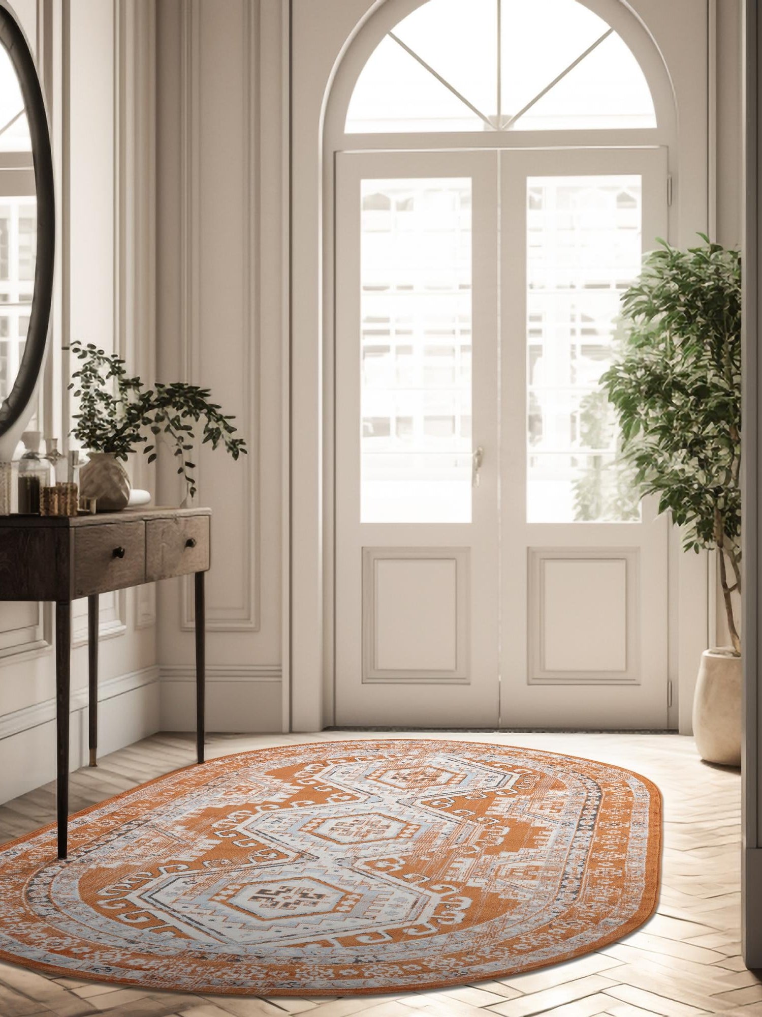 Terracotta 4' 1 x 6' 1 Charlotte Oval Area Rug 100% Polypropylene With Jute Backing Traditional Classical Durable Carpet for Living Dining Office Rooms for Sale at Rug Engine