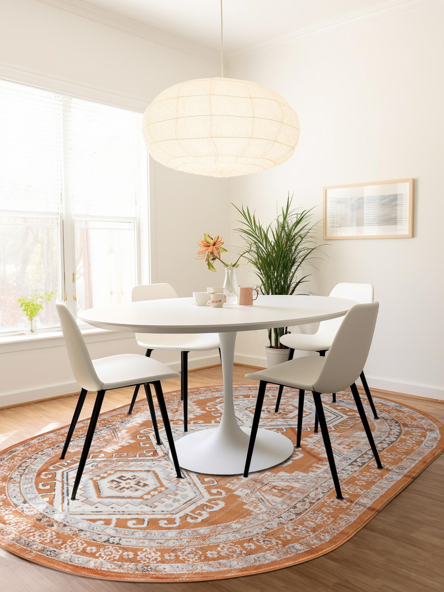 Terracotta 4' 1 x 6' 1 Charlotte Oval Area Rug 100% Polypropylene With Jute Backing Traditional Classical Durable Carpet for Living Dining Office Rooms for Sale at Rug Engine