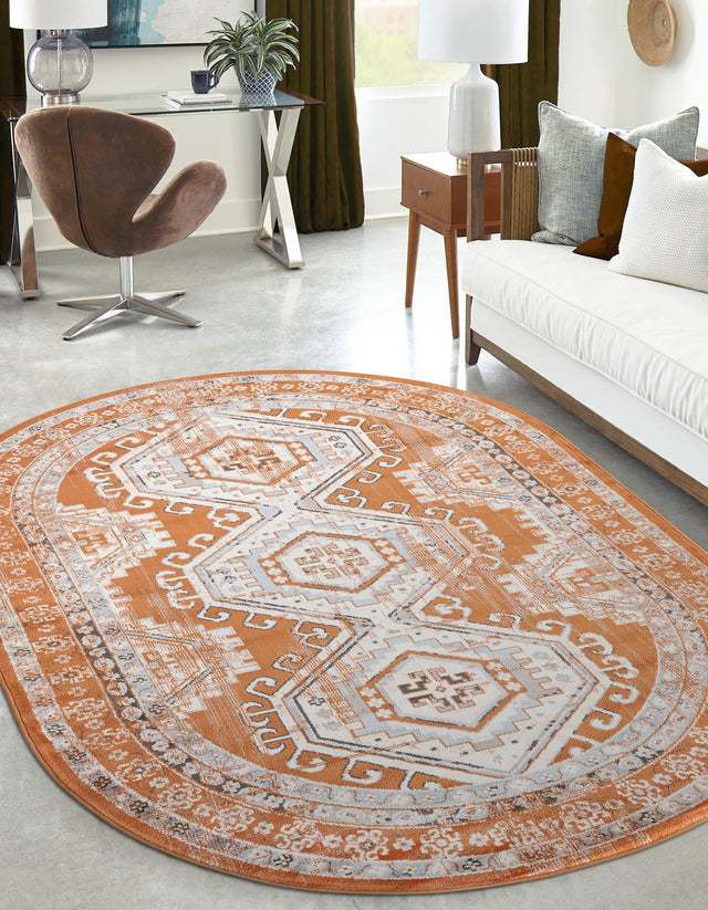 Terracotta 6' 1 x 9' Charlotte Oval Area Rug 100% Polypropylene With Jute Backing Traditional Classical Durable Carpet for Living Dining Office Rooms for Sale at Rug Engine
