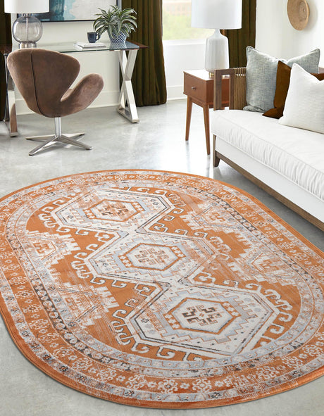 Terracotta 7' 10 x 10' Charlotte Oval Area Rug 100% Polypropylene With Jute Backing Traditional Classical Durable Carpet for Living Dining Office Rooms for Sale at Rug Engine