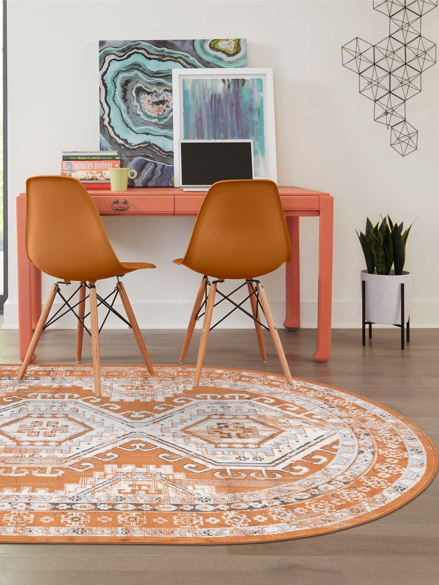 Terracotta 3' 1 x 5' 3 Charlotte Oval Area Rug 100% Polypropylene With Jute Backing Traditional Classical Durable Carpet for Living Dining Office Rooms for Sale at Rug Engine
