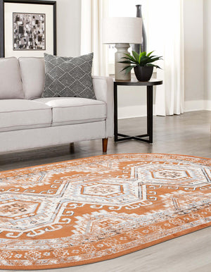 Terracotta 6' 1 x 9' Charlotte Oval Area Rug 100% Polypropylene With Jute Backing Traditional Classical Durable Carpet for Living Dining Office Rooms for Sale at Rug Engine