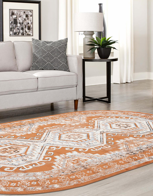 Terracotta 6' 1 x 9' Charlotte Oval Area Rug 100% Polypropylene With Jute Backing Traditional Classical Durable Carpet for Living Dining Office Rooms for Sale at Rug Engine