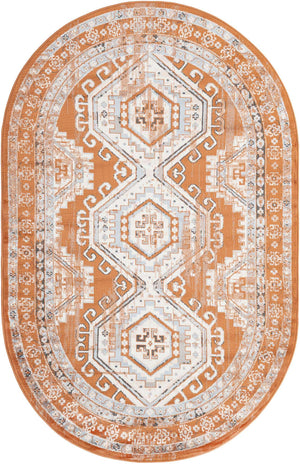 Terracotta 5' 3 x 8' Charlotte Oval Area Rug 100% Polypropylene With Jute Backing Traditional Classical Durable Carpet for Living Dining Office Rooms for Sale at Rug Engine
