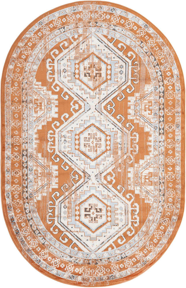 Terracotta 5' 3 x 8' Charlotte Oval Area Rug 100% Polypropylene With Jute Backing Traditional Classical Durable Carpet for Living Dining Office Rooms for Sale at Rug Engine