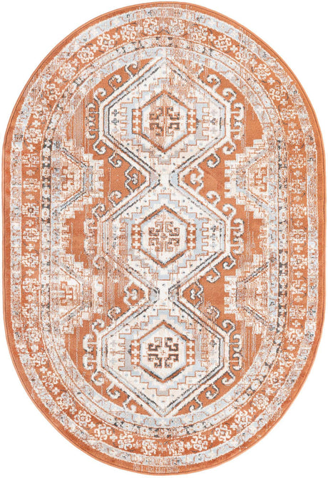 Terracotta 4' 1 x 6' 1 Charlotte Oval Area Rug 100% Polypropylene With Jute Backing Traditional Classical Durable Carpet for Living Dining Office Rooms for Sale at Rug Engine