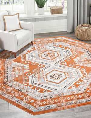 Terracotta 5' 3 x 5' 3 Charlotte Octagon Area Rug 100% Polypropylene With Jute Backing Traditional Classical Durable Carpet for Living Dining Office Rooms for Sale at Rug Engine