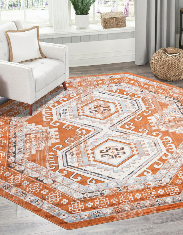Terracotta 5' 3 x 5' 3 Charlotte Octagon Area Rug 100% Polypropylene With Jute Backing Traditional Classical Durable Carpet for Living Dining Office Rooms for Sale at Rug Engine