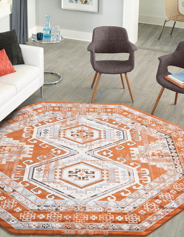 Terracotta 7' 10 x 7' 10 Charlotte Octagon Area Rug 100% Polypropylene With Jute Backing Traditional Classical Durable Carpet for Living Dining Office Rooms for Sale at Rug Engine