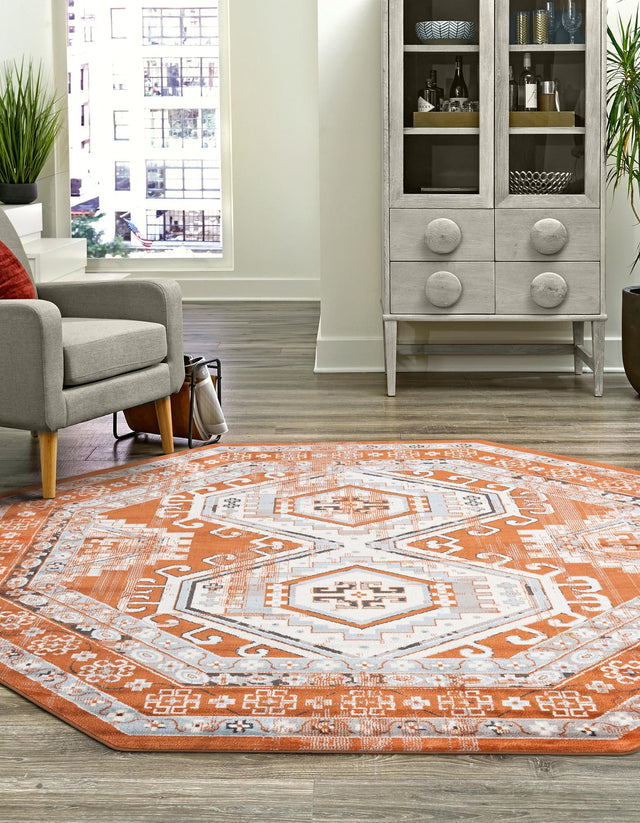 Terracotta 5' 3 x 5' 3 Charlotte Octagon Area Rug 100% Polypropylene With Jute Backing Traditional Classical Durable Carpet for Living Dining Office Rooms for Sale at Rug Engine