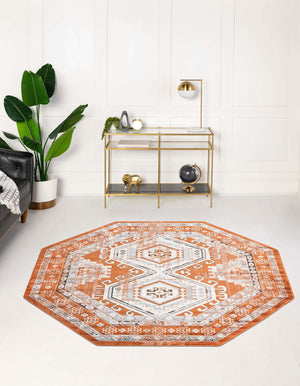 Terracotta 5' 3 x 5' 3 Charlotte Octagon Area Rug 100% Polypropylene With Jute Backing Traditional Classical Durable Carpet for Living Dining Office Rooms for Sale at Rug Engine