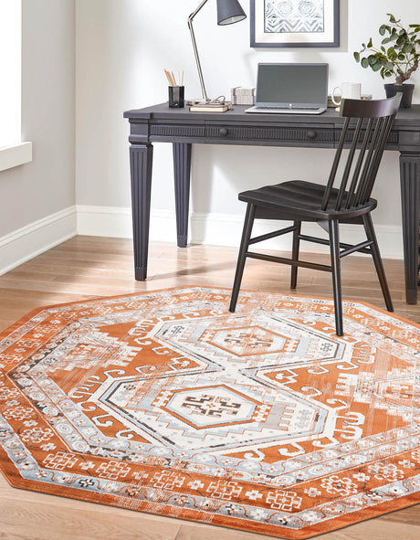 Terracotta 7' 10 x 7' 10 Charlotte Octagon Area Rug 100% Polypropylene With Jute Backing Traditional Classical Durable Carpet for Living Dining Office Rooms for Sale at Rug Engine