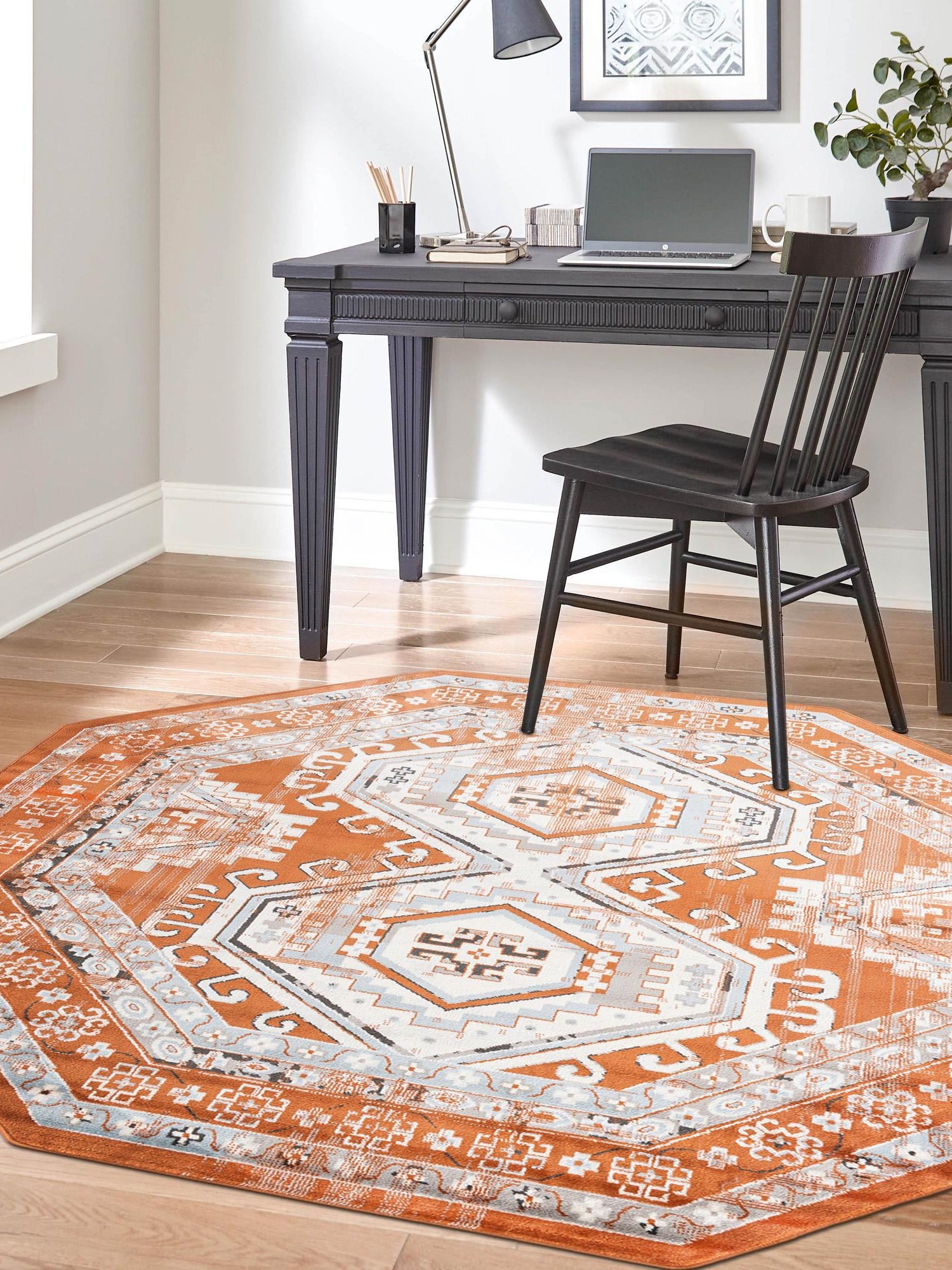 Terracotta 5' 3 x 5' 3 Charlotte Octagon Area Rug 100% Polypropylene With Jute Backing Traditional Classical Durable Carpet for Living Dining Office Rooms for Sale at Rug Engine