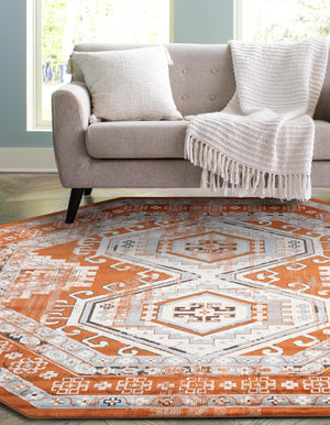 Terracotta 7' 10 x 7' 10 Charlotte Octagon Area Rug 100% Polypropylene With Jute Backing Traditional Classical Durable Carpet for Living Dining Office Rooms for Sale at Rug Engine