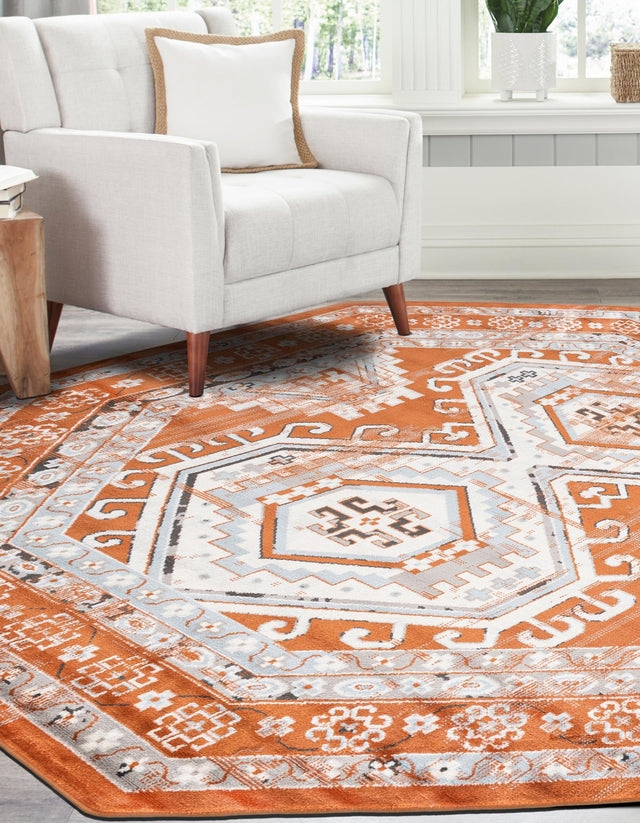 Terracotta 7' 10 x 7' 10 Charlotte Octagon Area Rug 100% Polypropylene With Jute Backing Traditional Classical Durable Carpet for Living Dining Office Rooms for Sale at Rug Engine