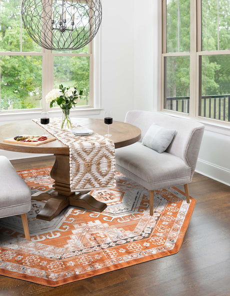 Terracotta 7' 10 x 7' 10 Charlotte Octagon Area Rug 100% Polypropylene With Jute Backing Traditional Classical Durable Carpet for Living Dining Office Rooms for Sale at Rug Engine