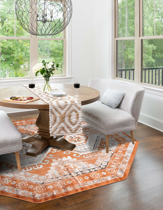 Terracotta 7' 10 x 7' 10 Charlotte Octagon Area Rug 100% Polypropylene With Jute Backing Traditional Classical Durable Carpet for Living Dining Office Rooms for Sale at Rug Engine