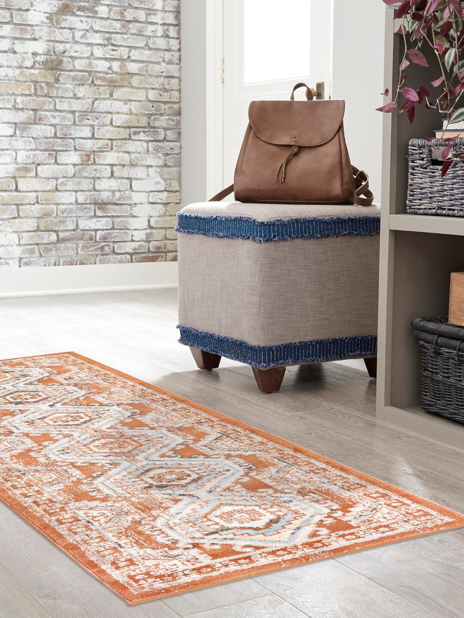 Terracotta 2' x 7' 1 Charlotte Runner Area Rug 100% Polypropylene With Jute Backing Traditional Classical Durable Carpet for Living Dining Office Rooms for Sale at Rug Engine