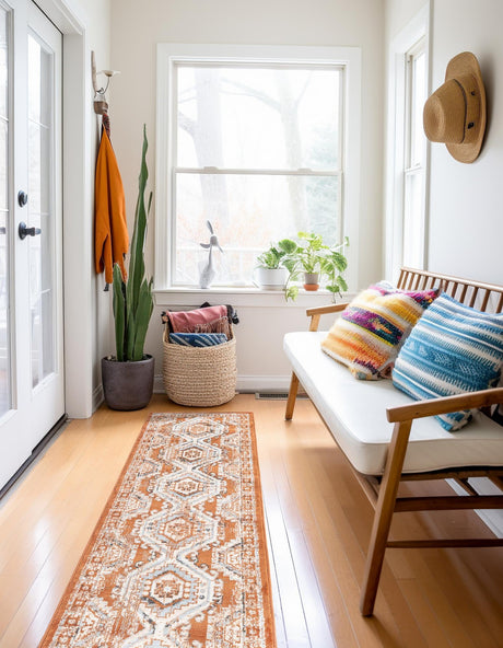 Terracotta 3' 1 x 13' 1 Charlotte Runner Area Rug 100% Polypropylene With Jute Backing Traditional Classical Durable Carpet for Living Dining Office Rooms for Sale at Rug Engine