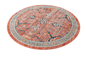 Brick Red 7' x 7' Lola Round Area Rug Polypropylene With Jute Backing Traditional Pattern Easy Clean Carpet for Home Interior Design for Sale at Rug Engine