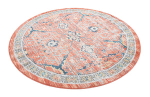 Brick Red 7' x 7' Lola Round Area Rug Polypropylene With Jute Backing Traditional Pattern Easy Clean Carpet for Home Interior Design for Sale at Rug Engine