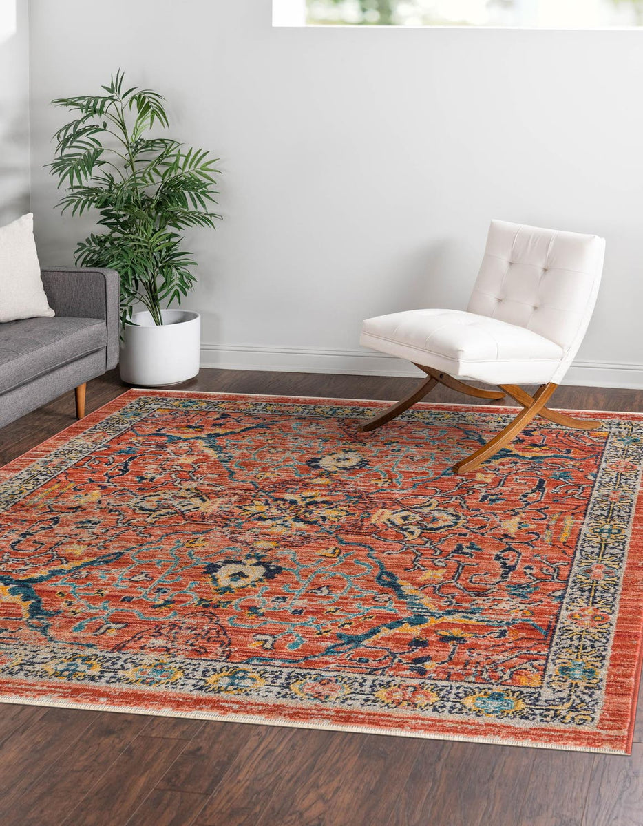 Small Red Rug Square Brick Red 3' 11 x 3' 11 Lola Square Area Rug Polypropylene With Jute B ...