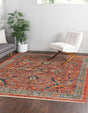 Brick Red 6' 1 x 6' 1 Lola Square Area Rug Polypropylene With Jute Backing Traditional Pattern Easy Clean Carpet for Home Interior Design for Sale at Rug Engine