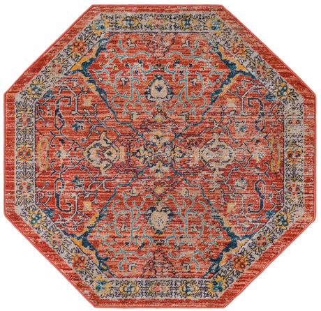Brick Red 3' 11 x 3' 11 Lola Octagon Area Rug Polypropylene With Jute Backing Traditional Pattern Easy Clean Carpet for Home Interior Design for Sale at Rug Engine