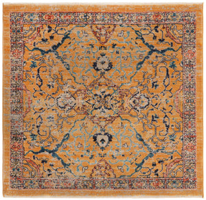 Yellow 3' 11 x 3' 11 Lola Square Area Rug Polypropylene With Jute Backing Traditional Pattern Easy Clean Carpet for Home Interior Design for Sale at Rug Engine