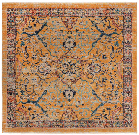 Yellow 3' 11 x 3' 11 Lola Square Area Rug Polypropylene With Jute Backing Traditional Pattern Easy Clean Carpet for Home Interior Design for Sale at Rug Engine