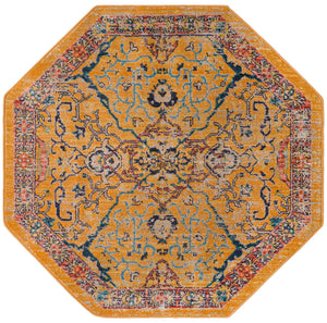 Yellow 3' 11 x 3' 11 Lola Octagon Area Rug Polypropylene With Jute Backing Traditional Pattern Easy Clean Carpet for Home Interior Design for Sale at Rug Engine